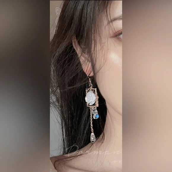 Asymmetric Flower Drop Earrings NWT
